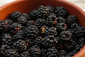 Blackberries macro view background.