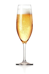 A glass of champagne isolated on white or transparent background. AI Generated.