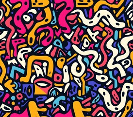 Vibrant and Playful Doodle Inspired Seamless Pattern Design