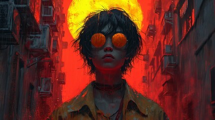 Colorful Anime Boy Portrait: Vibrant, Artistic and Unique Style Wallpaper - Expressive Digital Art Illustration