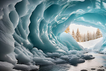 Futuristische Eish&ouml;hle blau t&uuml;rkises Eis