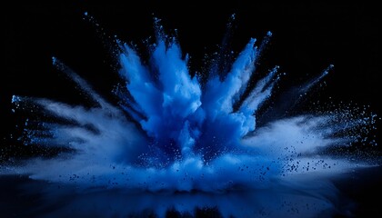 Vibrant blue smoke burst creating an abstract pattern against a dark background. Swirling bursts of smoke in vivid shades of blue evoke a sense of energy, creativity, and motion.
