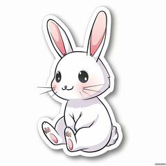 Fototapeta premium Adorable cartoon bunny with big eyes and ears generated with AI