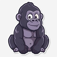 Naklejka premium Cute cartoon gorilla with big eyes generated with AI