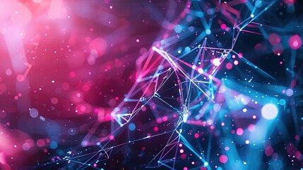 High-tech abstract background featuring interconnected geometric shapes and a neon glow 