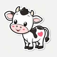 Cute Cartoon Cow Illustration for Stickers generated with AI