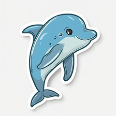 Obraz premium Cute Cartoon Dolphin Sticker Design generated with AI