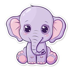 Obraz premium Cute Cartoon Elephant With Big Eyes Sticker generated with AI