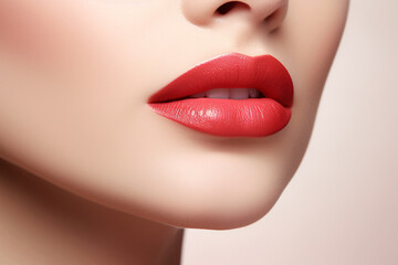 Naklejka premium close up portrait of perfect beauty mouth woman, perfect clean skin on white background In a professional studio.