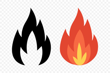 Vector Fire Flame Icon Set. Campfire Sign, Design Template. Bonfire, Isolated, Front View. Vector Illustration