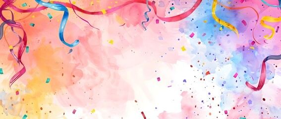 Fototapeta premium Vibrant Watercolor Background for New Year s Day with Kaleidoscopic Designs and Blank Space for Overlay