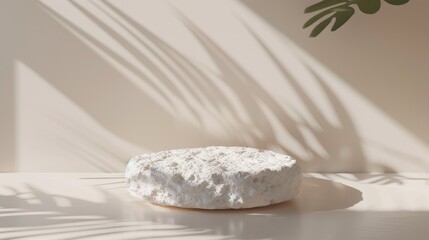 White Stone Podium With Palm Leaf Shadow