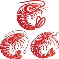 Shrimp Silhouette Vector, white background