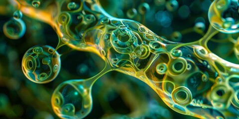 A green blob of bubbles with a yellow center