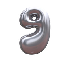 Glossy holographic 3D balloon bubble number 9