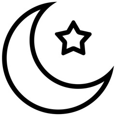 Outlined half moon - flat and modern icon