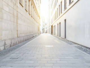 Empty street with modern architecture and natural sun lighting. Urban scenes.