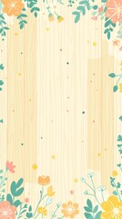 Blank greeting card on the wooden background with realistic flowers