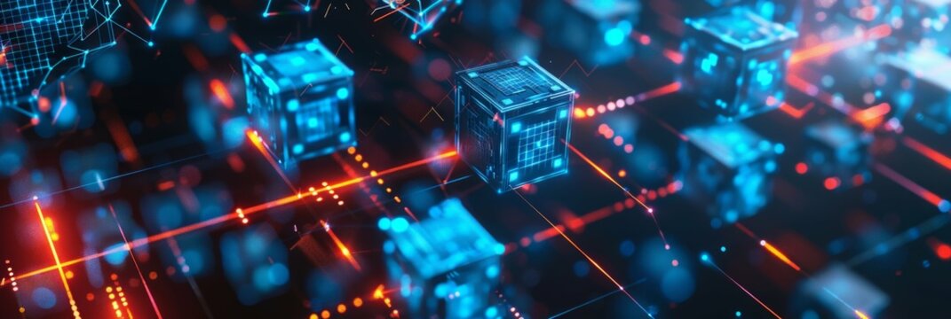 Blockchain cryptography technology illustration Validation blocks secure