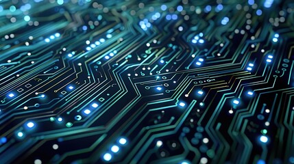 A stylized depiction of binary code and computer circuitry, symbolizing the digital transformation of modern business