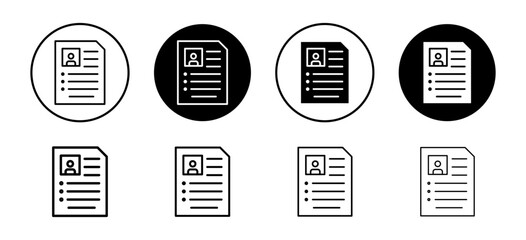 Fototapeta premium Resume icon depicting job applications and professional profiles, suitable for recruitment, career development, and HR designs