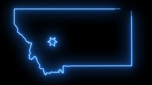map of Helena in montana with a blue glowing neon effect