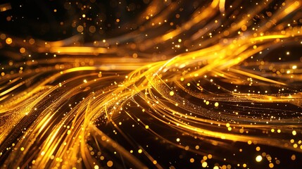 Naklejka premium Radiant golden streaks dancing across a velvety black surface