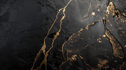 Refined sophistication: A glossy black-gold canvas for your creative endeavors