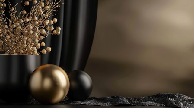 Luxe vibes: Black-gold background exuding a sense of lavishness