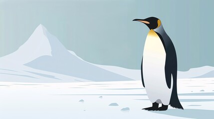 Fototapeta premium Emperor Penguin, border, jungle theme background Wallpaper, blank in the middle, minimalism, negative space, use for postcard template