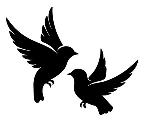 Birds Silhouette: Avian Wildlife, Nature Symbol, Flat Vector Illustration