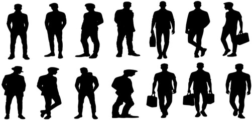 Silhouette man set. Collection men set in flat style isolated vector. set of people flat style. silhouette boy vector