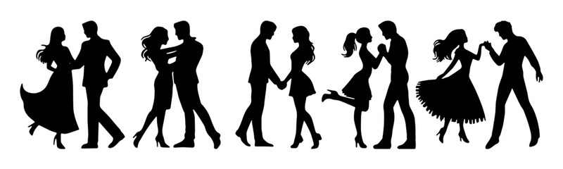 Couple Silhouette: Romantic Pair, Love Symbol, Relationship Concept, Flat Vector Illustration