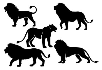 Lion Silhouette: Majestic Wildlife, King of the Jungle, Safari Icon, Flat Vector Illustration