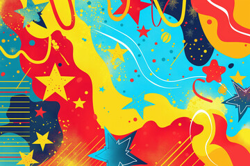 background with colorful splashes, A vibrant and playful abstract background designed for a kid's campaign poster. 