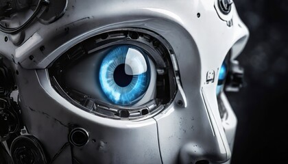 close up of an eye of a robot