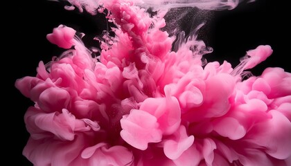 Obraz premium Vibrant pink fluid burst creating an abstract pattern against a dark background. Swirling bursts of fluid in vivid shades of pink evoke a sense of energy, creativity, and motion. 