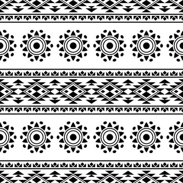 Geometeric seamless ethnic pattern background design vector in black white color. Traditional aztec pattern design. Seamless pattern 02062024a