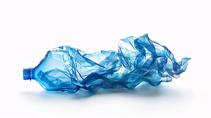 Fototapeta premium Folded single-use plastic bottle on a white background.