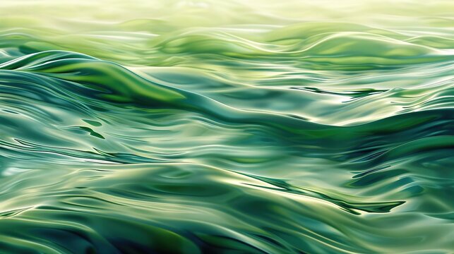 Abstract green waves flowing seamlessly across the frame, evoking a sense of tranquility. 