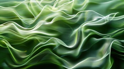 Obraz premium Abstract green waves flowing seamlessly across the frame, evoking a sense of tranquility. 