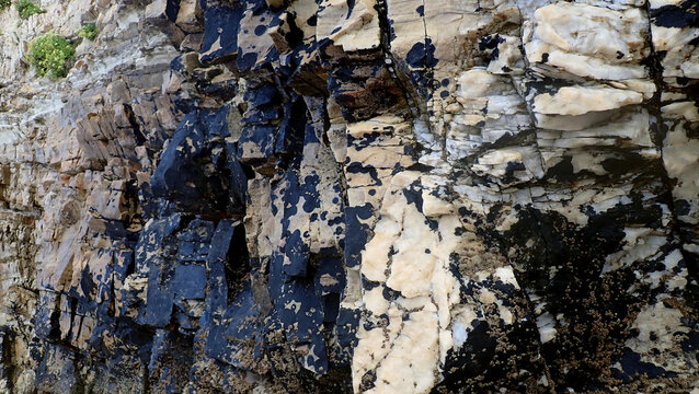 Prestige oil tanker disaster 20th anniversary. Galician coast. Las Catedrales beach.