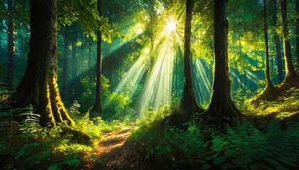 Fototapeta premium sun rays in the forest