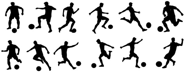 soccer player silhouette illustration. vector set of football players football