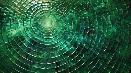 Fototapeta premium Emerald green circles arranged in a radial pattern, evoking a sense of movement and energy.