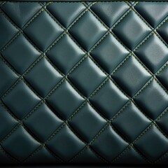 Realistic photo of dark blue color leather surface with diamond shaped seam in lime green color, flat vector illustration