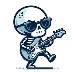 cool skeleton character playing guitar