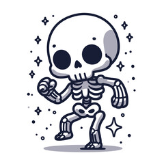 cool skeleton character dancing