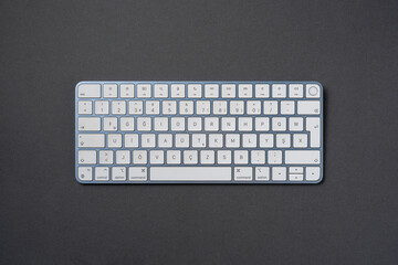 Blue Turkish F keyboard on dark gray background