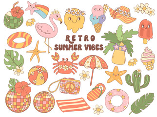Retro Groovy Summer Vibes collection Cartoon Cute Character Disco 70s 80s Style